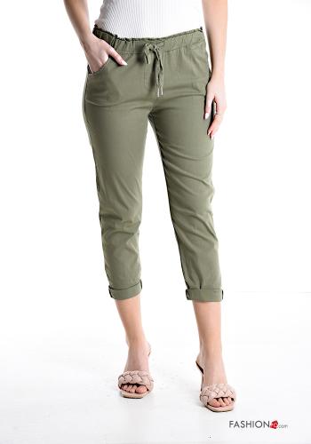 Pantalone in Cotone con tasche con coulisse