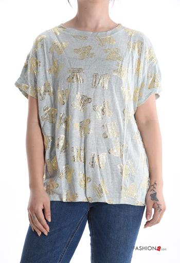 Patterned short sleeve crew neck T-shirt