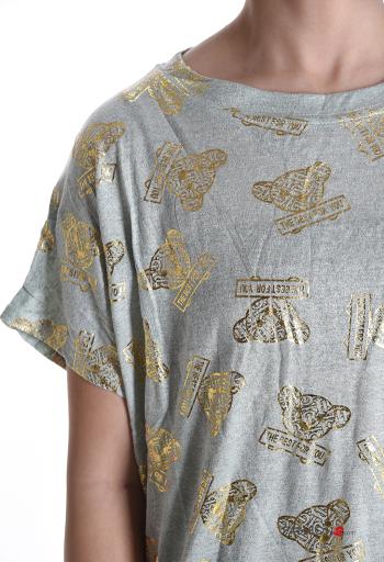 Patterned short sleeve crew neck T-shirt - ph 4