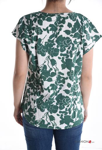 T-shirt maniche corte Fantasia floreale scollo a V - ph 2