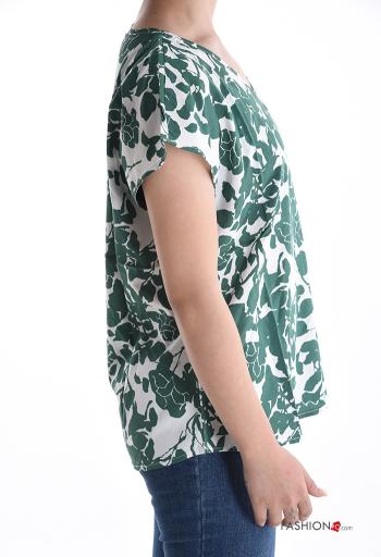 T-shirt maniche corte Fantasia floreale scollo a V - ph 3