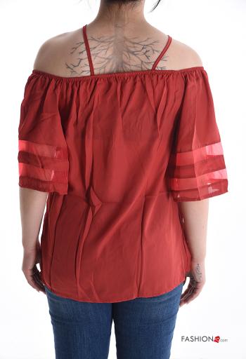Blusa maniche corte con elastico scollo alla bardot - ph 2