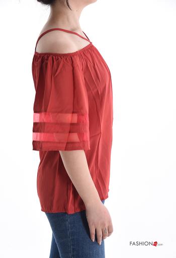 Blusa maniche corte con elastico scollo alla bardot - ph 3