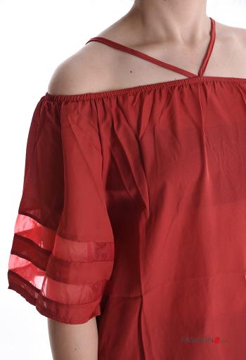 Blusa maniche corte con elastico scollo alla bardot - ph 4
