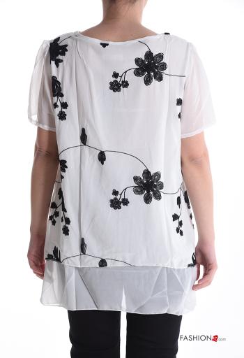Top chiffon maniche corte girocollo Fantasia floreale - ph 2