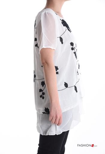Top chiffon maniche corte girocollo Fantasia floreale - ph 3