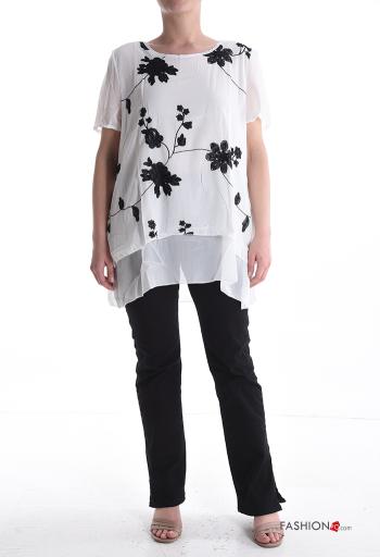 Top chiffon maniche corte girocollo Fantasia floreale - ph 5