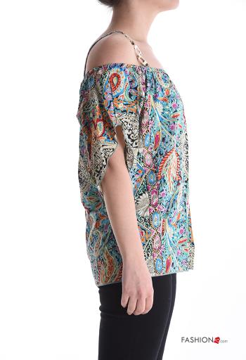 Top maniche corte Fantasia stampata scollo alla bardot - ph 3