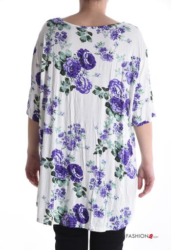 Blusa oversize girocollo Fantasia floreale maniche a tre quarti - ph 2