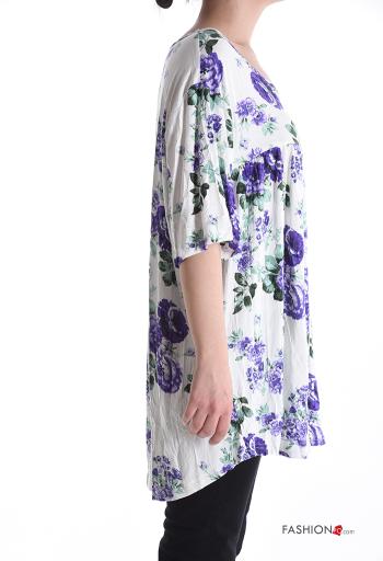 Blusa oversize girocollo Fantasia floreale maniche a tre quarti - ph 3