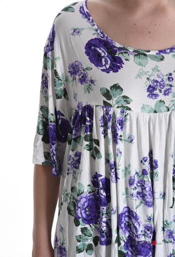 Blusa oversize girocollo Fantasia floreale maniche a tre quarti - ph 4