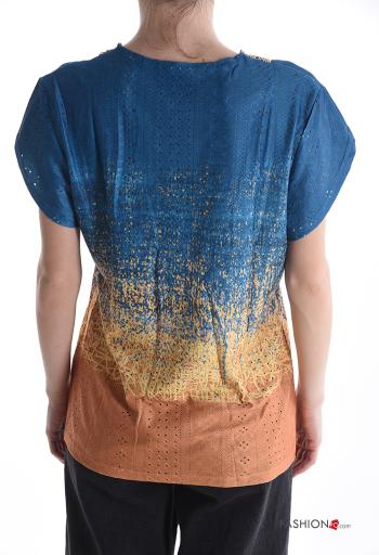 Blusa maniche corte Fantasia mista scollo a V - ph 2