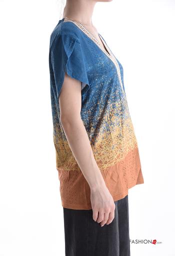 Blusa maniche corte Fantasia mista scollo a V - ph 3
