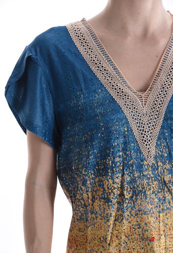 Blusa maniche corte Fantasia mista scollo a V - ph 4