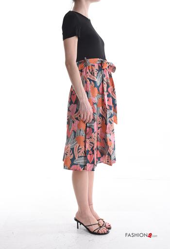 Abito maniche corte girocollo con cintura in stoffa - ph 3