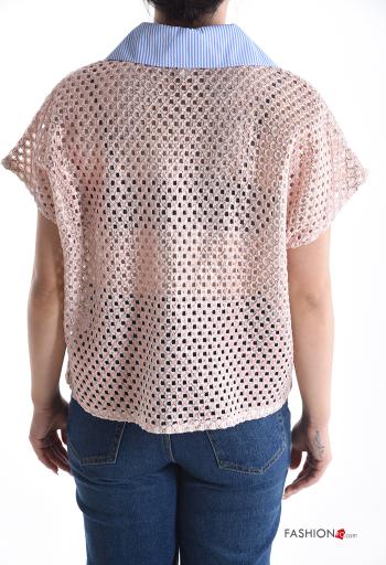 short sleeve with collar fishnet Shirt with buttons - ph 2
