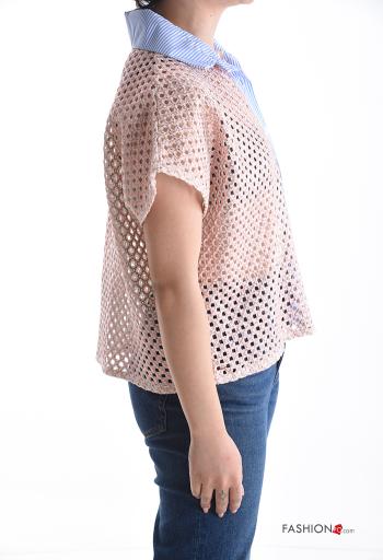 short sleeve with collar fishnet Shirt with buttons - ph 3