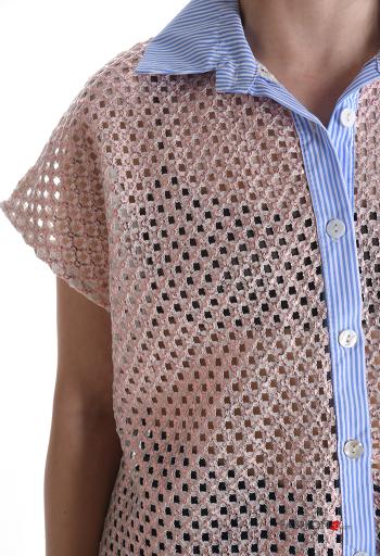 short sleeve with collar fishnet Shirt with buttons - ph 4