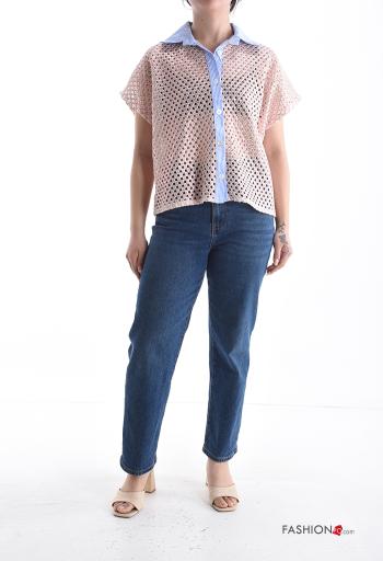 short sleeve with collar fishnet Shirt with buttons - ph 5
