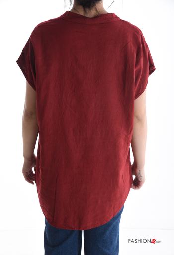 short sleeve Linen Blouse with v-neck - ph 2