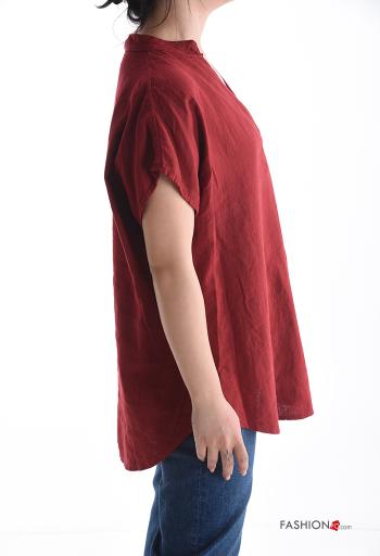 short sleeve Linen Blouse with v-neck - ph 3