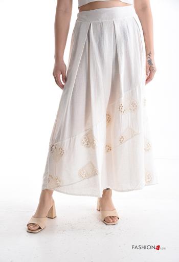 Embroidered full Linen Skirt with elastic - ph 1