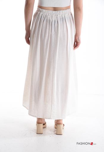 Embroidered full Linen Skirt with elastic - ph 2
