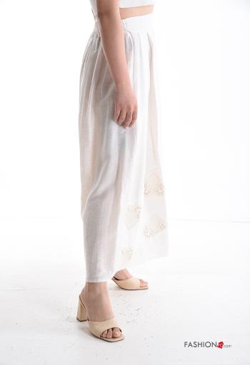 Embroidered full Linen Skirt with elastic - ph 3