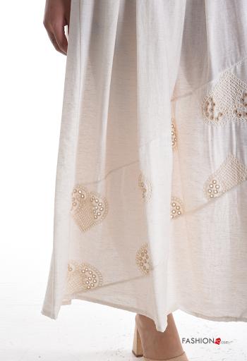 Embroidered full Linen Skirt with elastic - ph 4