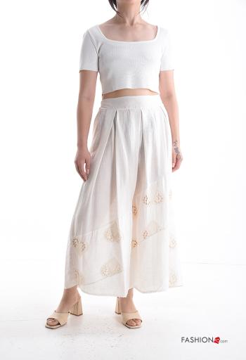 Embroidered full Linen Skirt with elastic - ph 5
