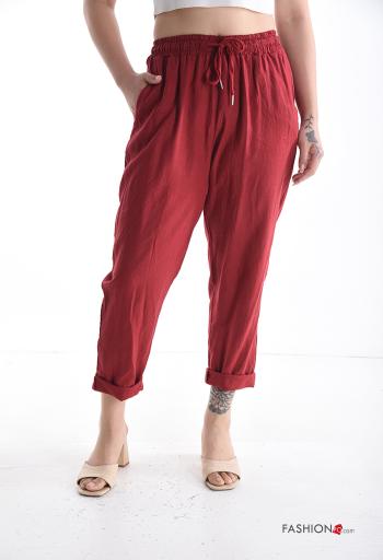 Linen Trousers with pockets with elastic
