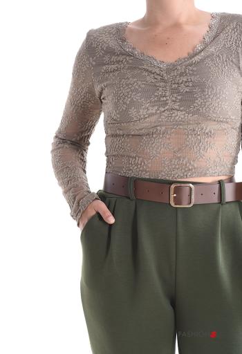 lace trim Long sleeved top - ph 4