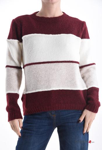 Striped long sleeve crew neck Wool Mix Sweater - ph 1