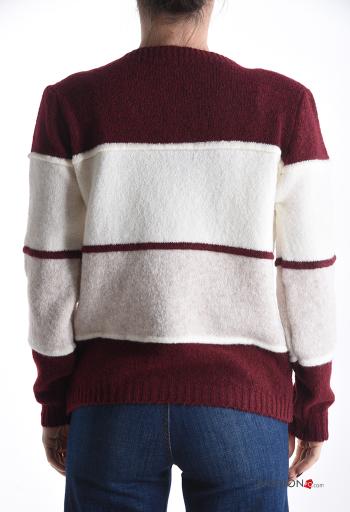 Striped long sleeve crew neck Wool Mix Sweater - ph 2