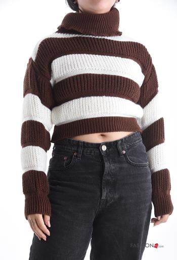 Striped long sleeve mini Sweater Rollneck