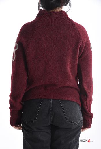 Floral long sleeve Wool Mix Sweater Rollneck - ph 2