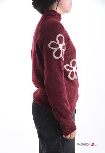 Floral long sleeve Wool Mix Sweater Rollneck - ph 3