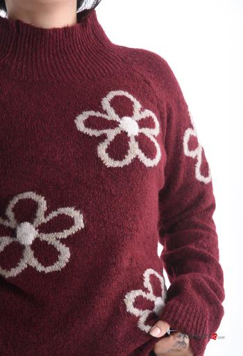 Floral long sleeve Wool Mix Sweater Rollneck - ph 4