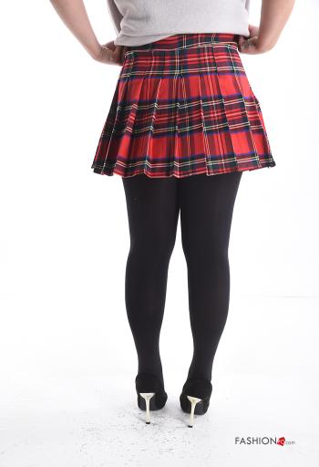 Mini Jupe plissé Motif tartan avec doublure avec élastique - ph 2