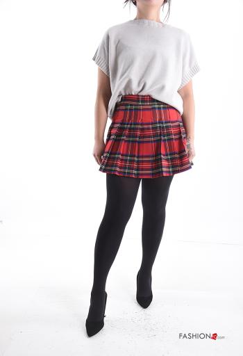 Mini Jupe plissé Motif tartan avec doublure avec élastique - ph 5