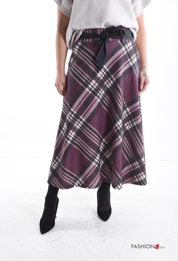 Jupe Motif tartan avec ruban avec élastique avec poches - ph 1