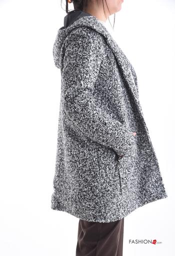 Manteau manches longues sans doublure à capuche avec poches à boutons - ph 3