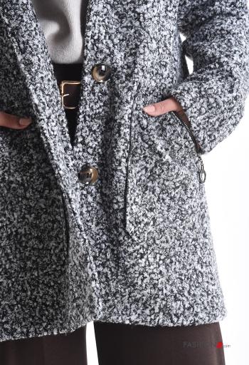 Manteau manches longues sans doublure à capuche avec poches à boutons - ph 4