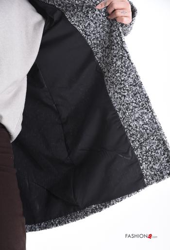 Manteau manches longues sans doublure à capuche avec poches à boutons - ph 6