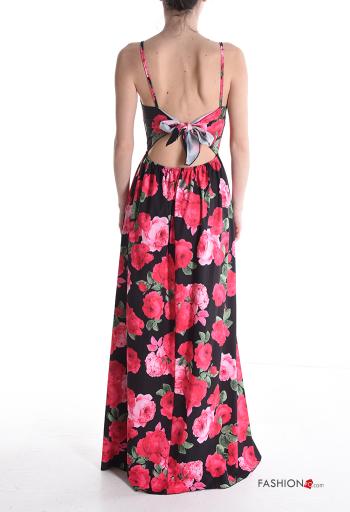 Floral backless long sleeveless adjustable Dress with split plunging neckline - ph 2