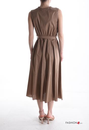 sleeveless Cotton Dress with v-neck with fabric belt - ph 2