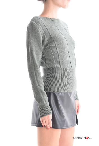 long sleeve Sweater with elastic boat neckline - ph 3