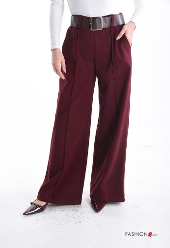 high waist wide leg Trousers with belt with pockets