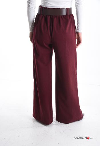 high waist wide leg Trousers with belt with pockets - ph 2