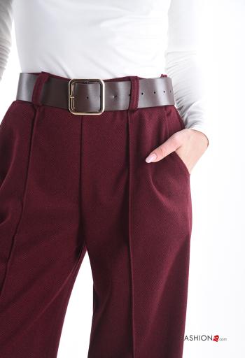 high waist wide leg Trousers with belt with pockets - ph 4